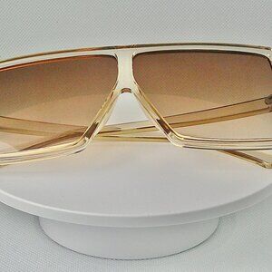 WOMEN'S TEA COLORED FASHION SQUARE  OVERSIZED SUNGLASSES